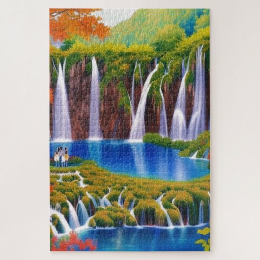 Plitvice Meren, Kroatië Watervallen in Herfst Art Legpuzzel (Verticaal)