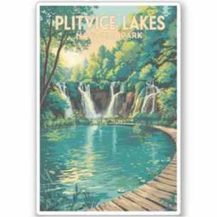 Plitvice Meren Nationaal Park Illustratie Reis Sticker