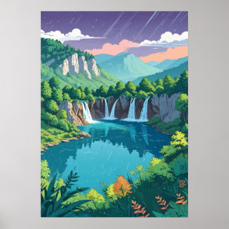 Plitvice Meren Waterval Kunst Poster