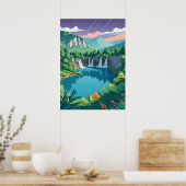 Plitvice Meren Waterval Kunst Poster (Keuken)