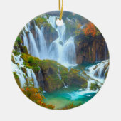 Plitvice Waterfall-kerstversiering Keramisch Ornament (Voorkant)