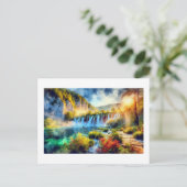 Plitvice-waterval bij zonsondergang, briefkaart (Staand voorkant)