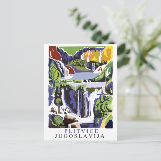 Plitvice watervallen, briefkaart voor oldtimers (Staand voorkant)