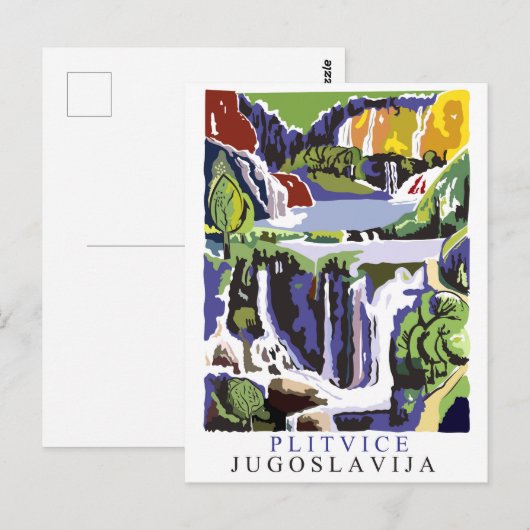 Plitvice watervallen, briefkaart voor oldtimers (Voorkant / Achterkant)