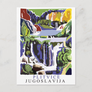 Plitvice watervallen, briefkaart voor oldtimers