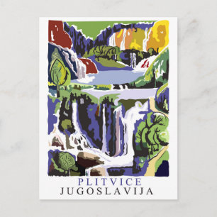 Plitvice watervallen, vintage reisansichtkaart briefkaart