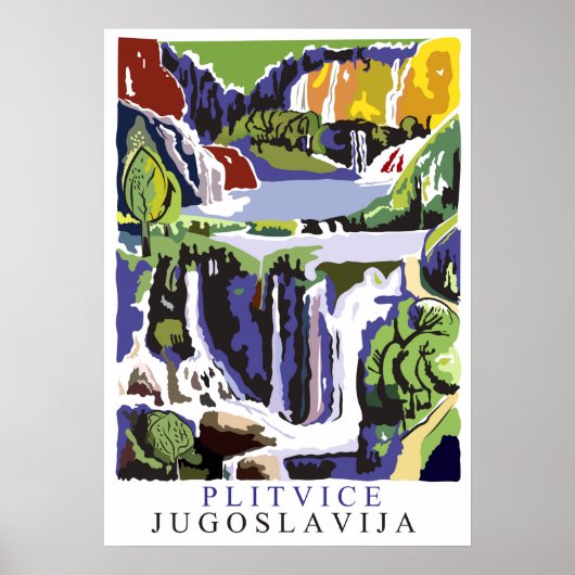 Plitvice-watervallen, vintage reisposter poster (Voorkant)