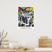 Plitvice-watervallen, vintage reisposter poster (Keuken)