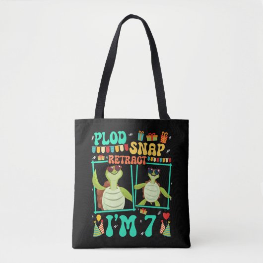 Plod Snap Retract Ik ben 7 Turtle Kind 7e Verjaard Tote Bag (Voorkant)