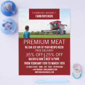 Ploeger in het veld, boer en slager reclame flyer (Enkel)