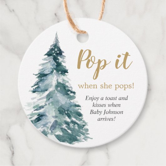 Plof het als ze waterverf kerstboom laat ploffen bedankjes labels (Voorkant)