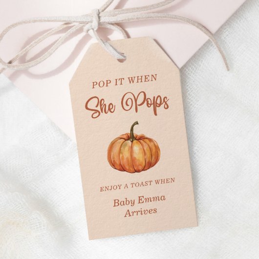 Plof het als zij ploft Herfst Pompoen Baby Shower Cadeaulabel
