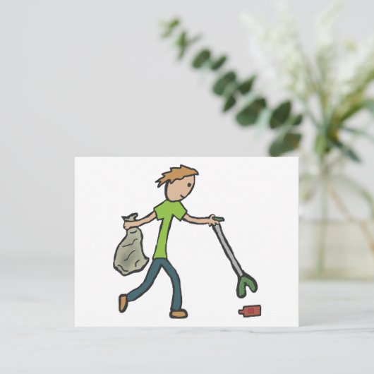 Ploggen en strooisel briefkaart (Staand voorkant)