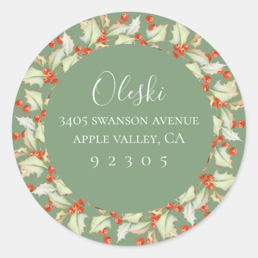 Plokken van Holly Wreator Address Sticker (Voorkant)