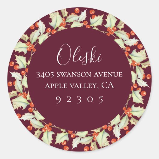 Plokken van Holly Wreator Address Sticker (Voorkant)