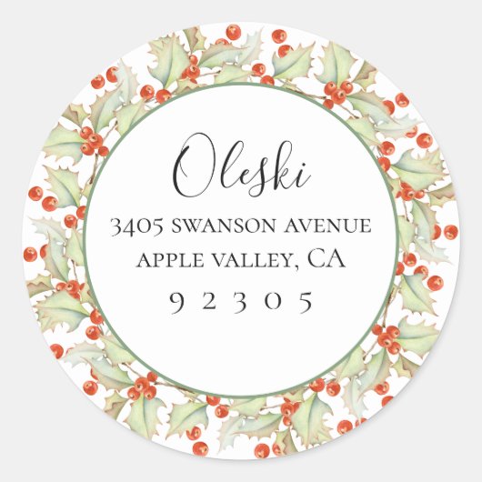 Plokken van Holly Wreator Address Sticker (Voorkant)