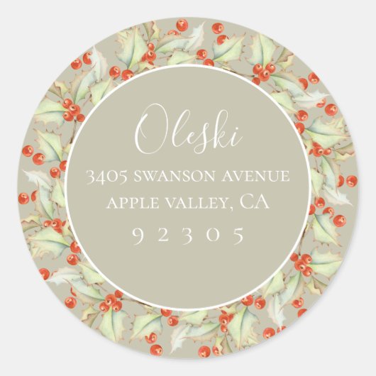 Plokken van Holly Wreator Address Sticker (Voorkant)