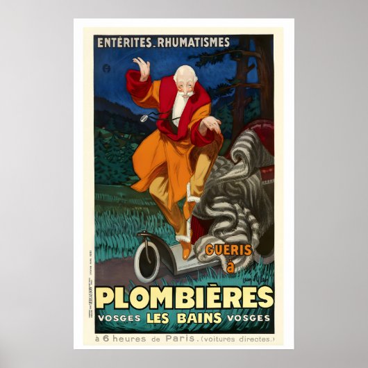 Plombieres les Bains Frankrijk Vintage Reisposter Poster (Voorkant)