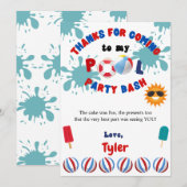 Plons Plas Verjaardagsfeest Dank Je Kaart (Voorkant / Achterkant)