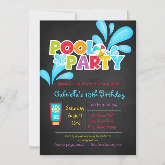 Plons Plons Kom naar ons zwembadfeest Kaart (Voorkant)