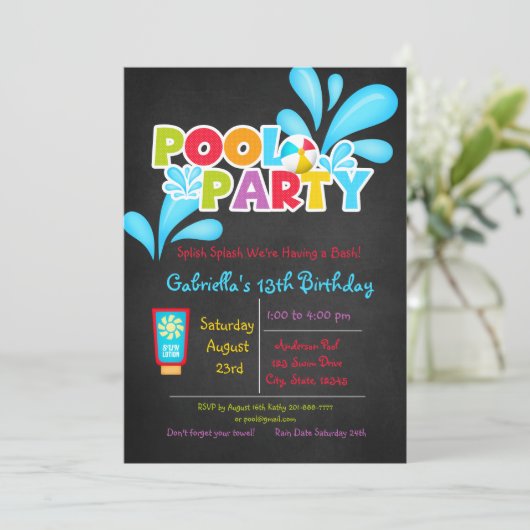 Plons Plons Kom naar ons zwembadfeest Kaart (Staand voorkant)