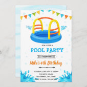 Plons plons waterpark zwembadfeest kaart (Voorkant / Achterkant)