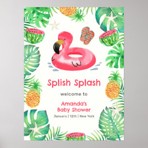 Plons Plons Zee Strand Zwembad Baby Shower Welkom Poster