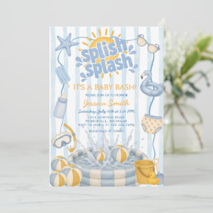 Plons Spatwaterbad Zomer Blauwe Baby Shower Kaart