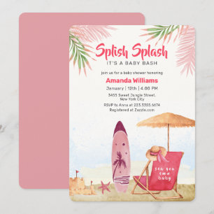 Plons Spetter Aloha Surfplank Strand Baby Shower Kaart