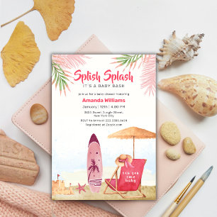 Plons Spetter Aloha Surfplank Strand Baby Shower Kaart