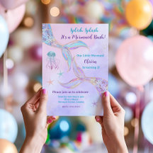 Plons Spetter Het is een Mermaid Bash Uitnodiging