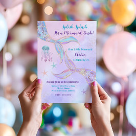 Plons Spetter Het is een Mermaid Bash Uitnodiging