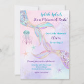 Plons Spetter Het is een Mermaid Bash Uitnodiging (Voorkant)