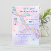 Plons Spetter Het is een Mermaid Bash Uitnodiging (Staand voorkant)