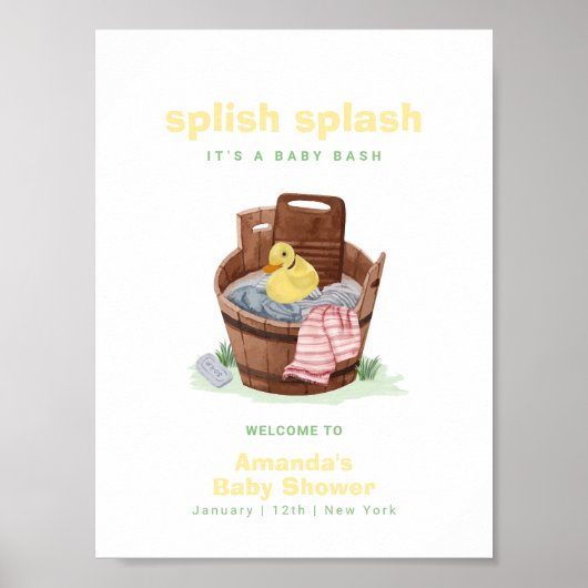 Plons Spetter Rubber Eend Baby Shower Welkom Poster (Voorkant)