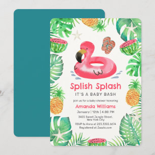 Plons Spetter Tropisch Strand Zwembad Baby Borrel Kaart