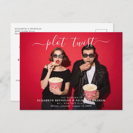 Plot Twist | Aankondiging van wedloop opnieuw plan Briefkaart (Voorkant / Achterkant)