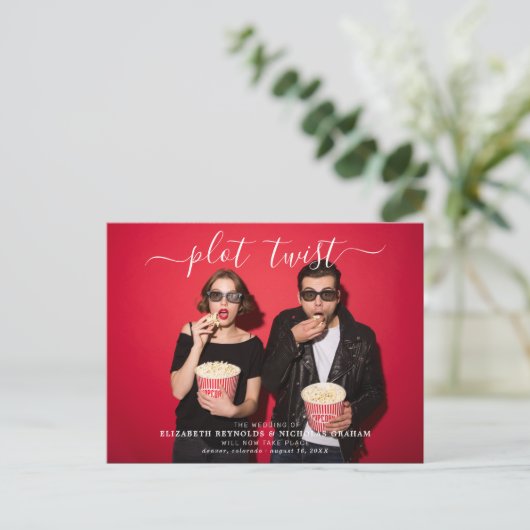 Plot Twist | Aankondiging van wedloop opnieuw plan Briefkaart (Staand voorkant)