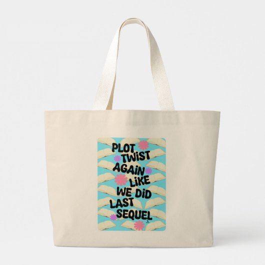 Plot Twist Again Cheeky Book Fun Slogan Grote Tote Bag (Achterkant)