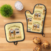 Plot Twist Auteur Huisvrouw Snarky Retro Ovenwant & Pannenlap Set (Top down)