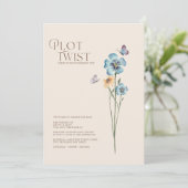 Plot Twist Blauwe Wildebloemen Bruiloft Wijzig de Save The Date (Staand voorkant)