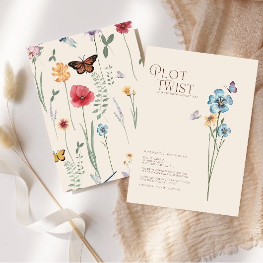 Plot Twist Blauwe Wildebloemen Bruiloft Wijzig de Save The Date