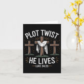 Plot Twist He Lives Cross Funny Christelijk Pasen Kaart (Gele Bloem)