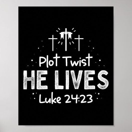 Plot Twist Hij Leeft Cross Fun Christelijke Paasda Poster (Voorkant)