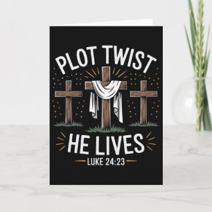 Plot Twist Hij Leeft Kruis Grappige Christelijke P Kaart
