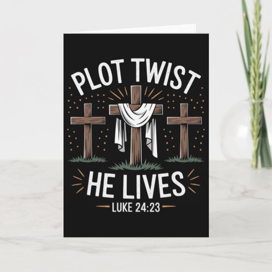 Plot Twist Hij Leeft Kruis Grappige Christelijke P Kaart (Voorkant)