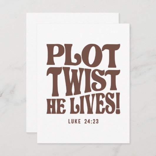 Plot Twist Hij Leeft Luke 24:23 Bijbel Verse Notitiekaartje (Voorkant / Achterkant)