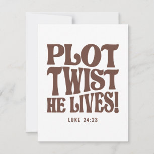 Plot Twist Hij Leeft Luke 24:23 Bijbel Verse Notitiekaartje