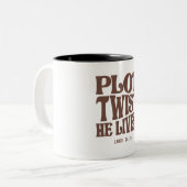 Plot Twist Hij Leeft Luke 24:23 Bijbel Verse Tweekleurige Koffiemok (Voorkant links)