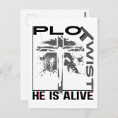 Plot Twist Hij leeft Paasen Jezus is levende God Briefkaart (Voorkant / Achterkant)